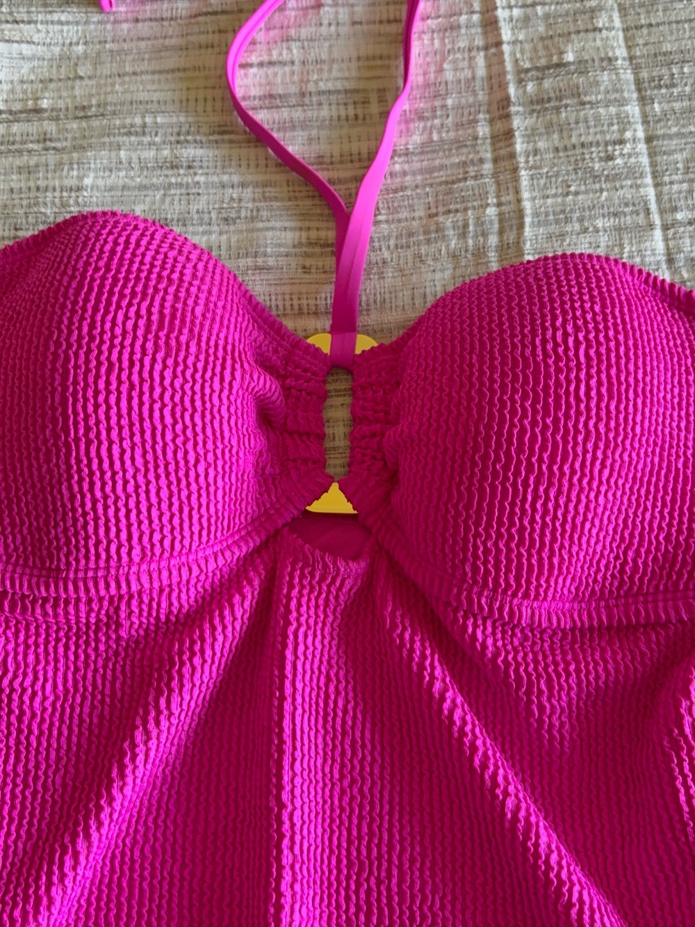 Bleu Rod Beattie Hot Pink Textured One-Piece Swimsuit with Halter Tie - Picture 3 of 5
